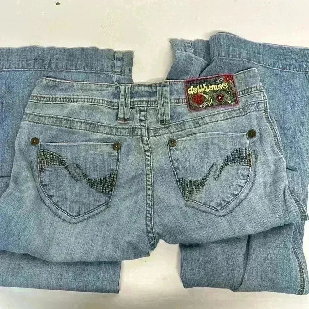 Vintage Y2K dollhouse wide leg jeans size 5 raise about 8 inches 31 inches